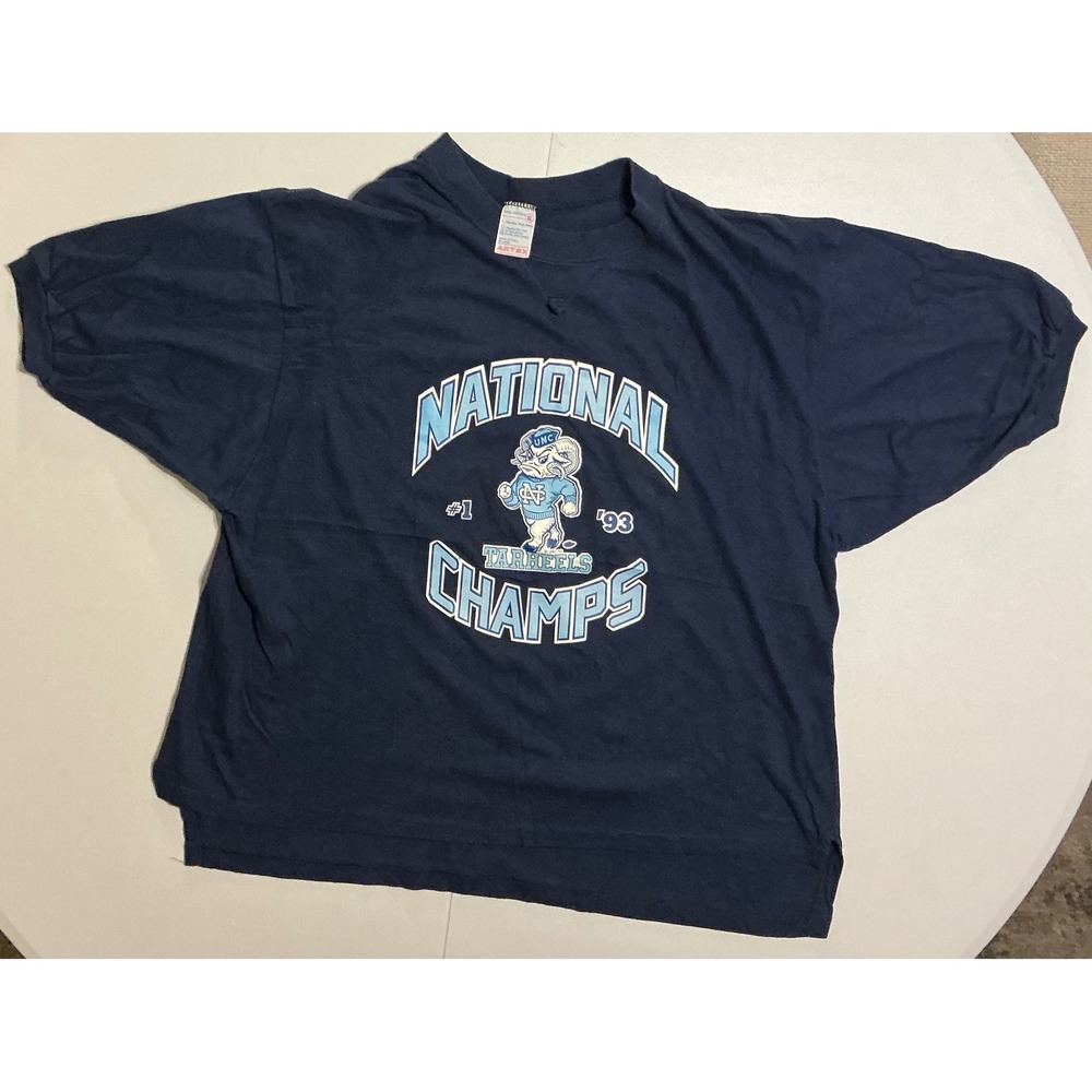VTG USA Made Sigle Stitch UNC‎ Tar Heels T Shirt 1993 National Champs Mens XL